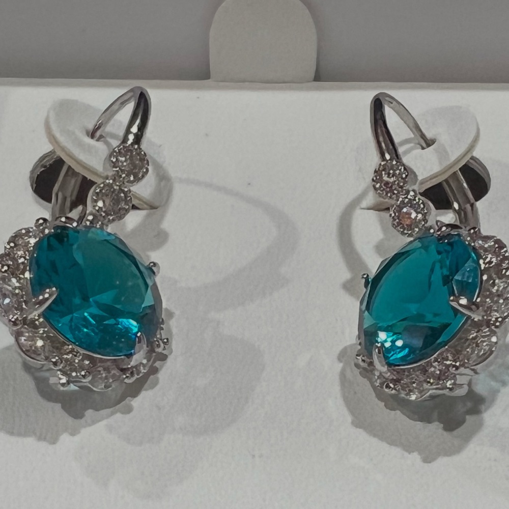 Stunning Blue and Silver Drop Earrings